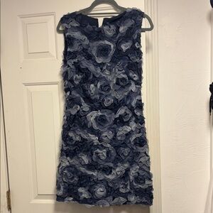 Tadashi Shoji Navy Floral Appliqué Mini Dress